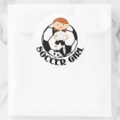 サッカーガール3とボールブラックとホワイトv2 ラウンドシール (バッグ)