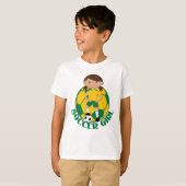 サッカーガール4とボールグリーンとイエローv2 tシャツ (正面フル)
