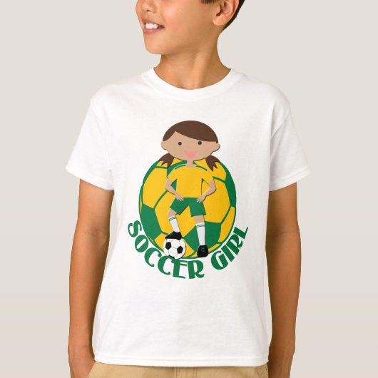 サッカーガール4とボールグリーンとイエローv2 tシャツ (正面)