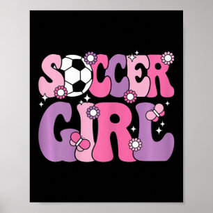 サッカーガール かわいい グルービー サッカー好き 女性 女子 K ポスター