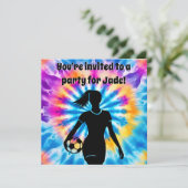 サッカーガール オーダーメイド タイダイ レインボー 誕生日 招待状 (スタンド正面)