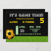 サッカーキッカー誕生日招待状 招待状 (正面/裏面)