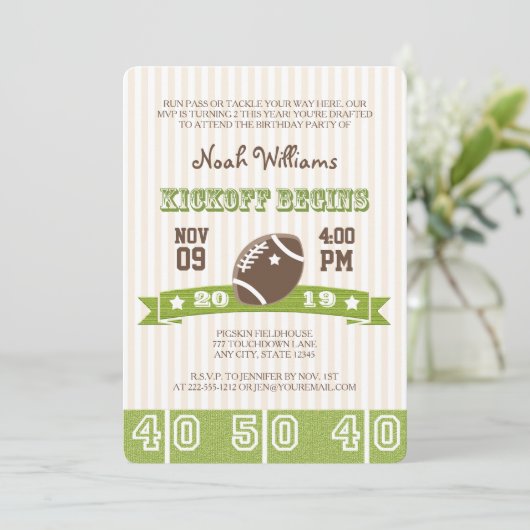 サッカーキックオフアニーエイジ誕生日 招待状 (スタンド正面)