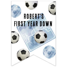 サッカーキッズの1歳の誕生日パーティー バンティングフラッグ