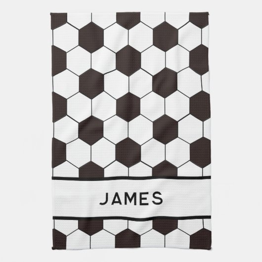 サッカーキッズサッカーパターンサッカーの誕生日 キッチンタオル (縦)