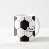 サッカーキッズサッカーパターンサッカーの誕生日 コーヒーマグカップ (正面右)