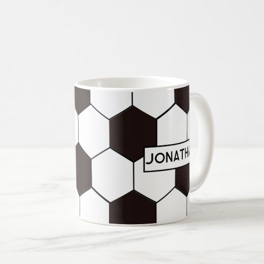 サッカーキッズサッカーパターンサッカーの誕生日 コーヒーマグカップ (正面右)