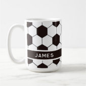 サッカーキッズサッカーパターンサッカーの誕生日 コーヒーマグカップ (左)