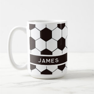 サッカーキッズサッカーパターンサッカーの誕生日 コーヒーマグカップ