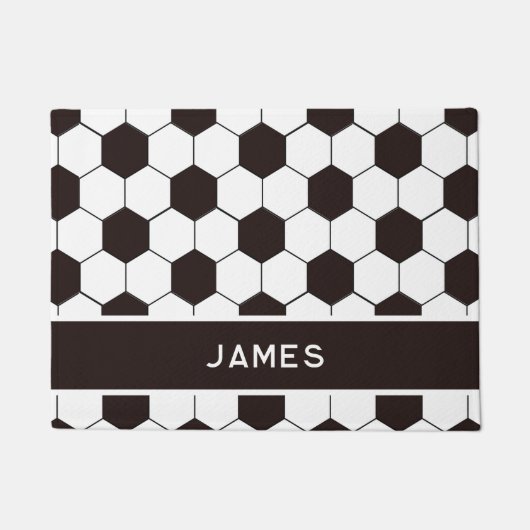 サッカーキッズサッカーパターンサッカーの誕生日 ドアマット (正面)