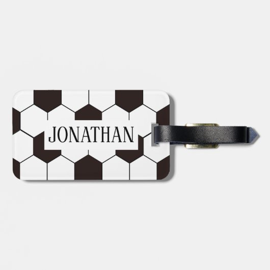 サッカーキッズサッカーパターンサッカーの誕生日 ラゲッジタグ (裏面横)