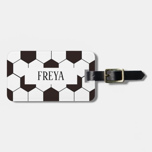 サッカーキッズサッカーパターンサッカーの誕生日 ラゲッジタグ (正面横)