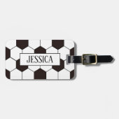 サッカーキッズサッカーパターンサッカーの誕生日 ラゲッジタグ (正面横)