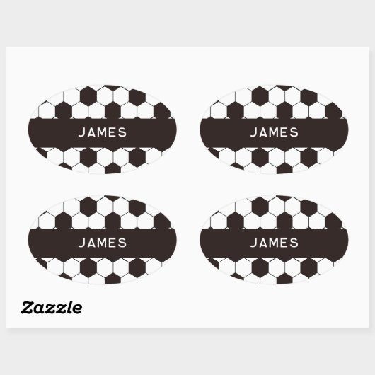 サッカーキッズサッカーパターンサッカーの誕生日 楕円形シール (シート)