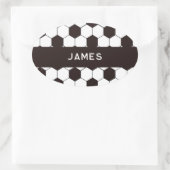 サッカーキッズサッカーパターンサッカーの誕生日 楕円形シール (バッグ)