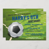 サッカーキッズサッカー誕生日パーティーへの招待 招待状 (正面/裏面)