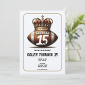 サッカーキング金ゴールドクラウンフォトバースデーパーティー 招待状 (スタンド正面)