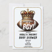 サッカーキング金ゴールドクラウンフォトベビーシャワー 招待状 (正面)