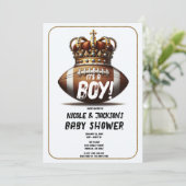 サッカーキング金ゴールドクラウンフォトベビーシャワー 招待状 (スタンド正面)