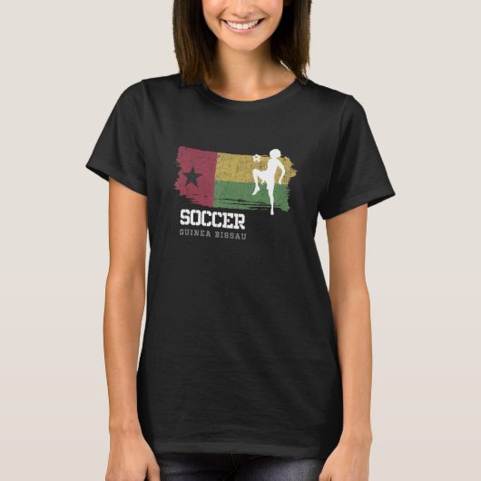 サッカーギニアビサウ国旗サッカー女子サッカーG Tシャツ (正面)