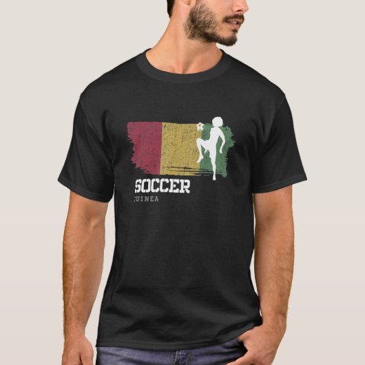 サッカーギニア国旗サッカー女子サッカー Tシャツ (正面)