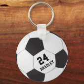 サッカーギフト |名パーソナライズされた前番号 キーホルダー (正面)