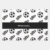 サッカークラシックシューズ&ボールカスタムボーイズ名スポーツ ラッピングペーパーシート (正面)