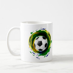 サッカークラシックボールグラフィック コーヒーマグカップ