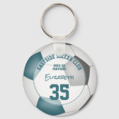 サッカークラブギフトアイディア女の子の男の子の名前グレーティール(緑がかった色) キーホルダー (正面)