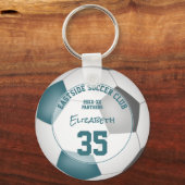 サッカークラブギフトアイディア女の子の男の子の名前グレーティール(緑がかった色) キーホルダー (正面)