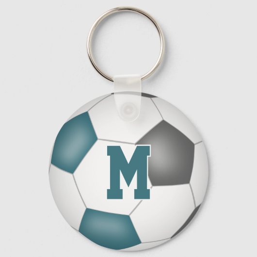 サッカークラブギフトアイディア女の子の男の子の名前グレーティール(緑がかった色) キーホルダー (裏面)