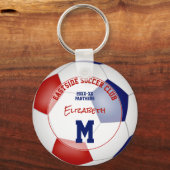 サッカークラブギフトアイディア女の子の男の子の名前レッドブルー キーホルダー (正面)