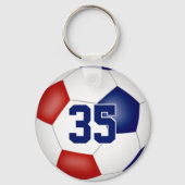 サッカークラブギフトアイディア女の子の男の子の名前レッドブルー キーホルダー (裏面)