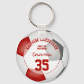 サッカークラブギフトアイディア男の子の女の子の名前レッドグレー キーホルダー (正面)