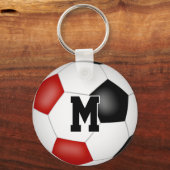 サッカークラブギフトアイディア男の子の女の子の名前レッドブラック キーホルダー (裏面)