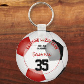 サッカークラブギフトアイディア男の子の女の子の名前レッドブラック キーホルダー (正面)