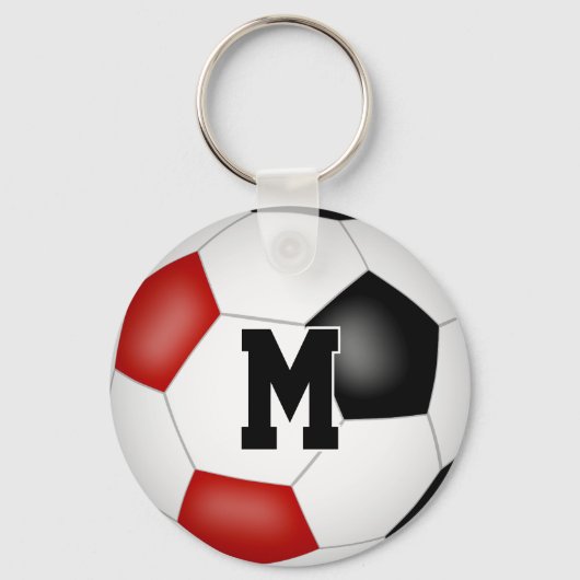 サッカークラブギフトアイディア男の子の女の子の名前レッドブラック キーホルダー (裏面)