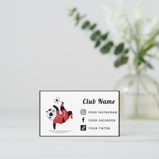 サッカークラブコーチかわいいパンダ熊ソーシャルメディア 名刺 (スタンド正面)