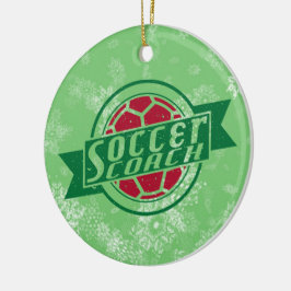 サッカークリスマスオーナメント、サッカーコーチ セラミックオーナメント