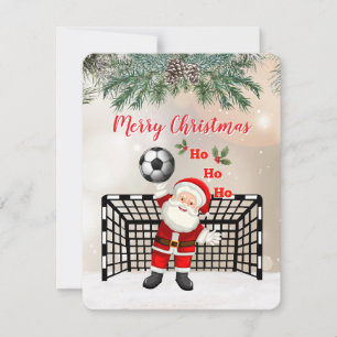 サッカークリスマスカード サンタサッカー シーズンカード