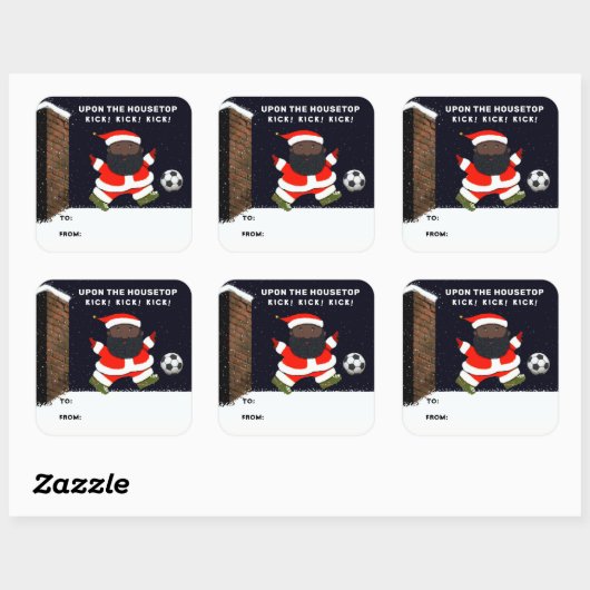 サッカークリスマスギフトタグ スクエアシール (シート)
