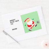 サッカークリスマスギフトタグ 長方形シール (封筒)