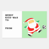 サッカークリスマスギフトタグ 長方形シール (正面)