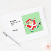 サッカークリスマスギフトタグ 長方形シール (封筒)