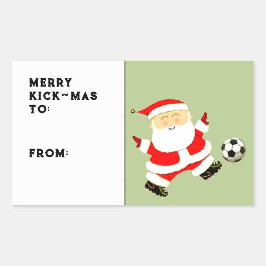 サッカークリスマスギフトタグ 長方形シール (正面)