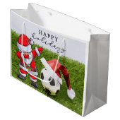 サッカークリスマスサッカーサンタバビングの休日 ラージペーパーバッグ (正面アングル)