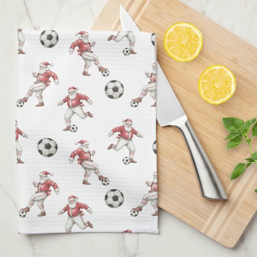サッカークリスマスサンタクロース キッチンタオル