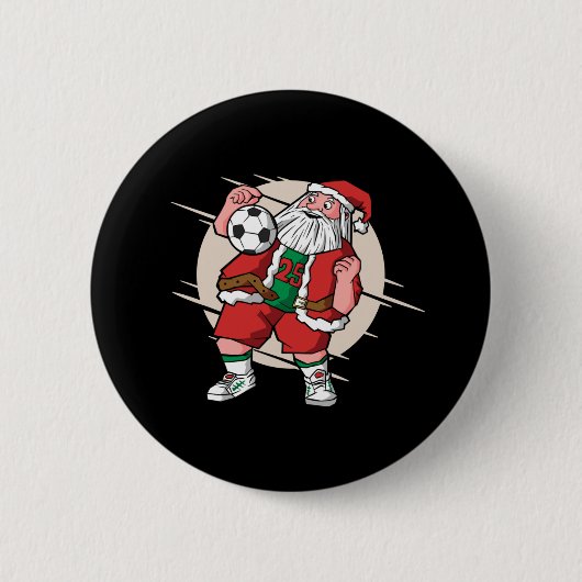 サッカークリスマスサンタデザイン 缶バッジ (正面)