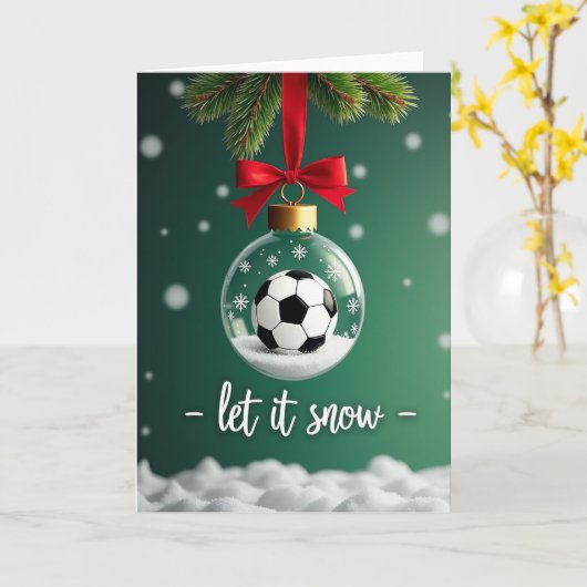 サッカークリスマススノーグローブ カード (黄色い花)