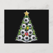サッカークリスマスツリークリスマス選手の少年 シーズンポストカード (正面)